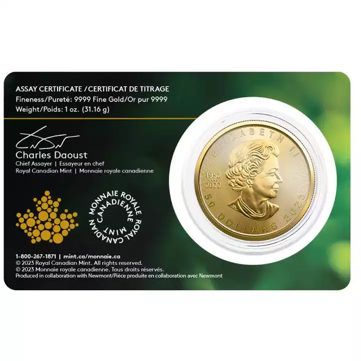 Kanadyjski Liść Klonowy 1 uncja Single Mine - złota moneta